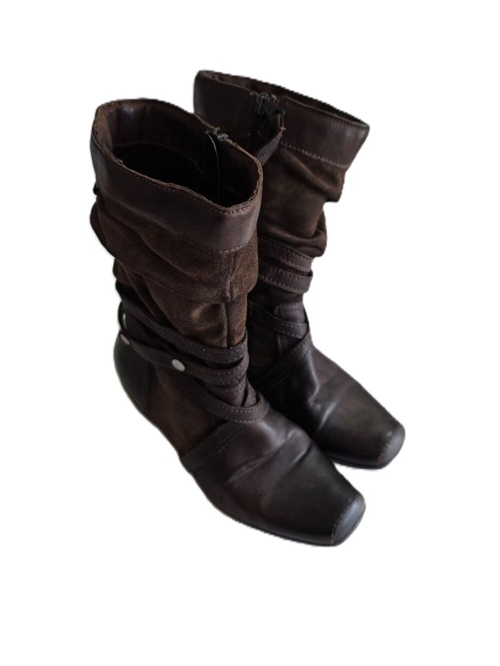 MJUS brown leather & suede mid-calf boots